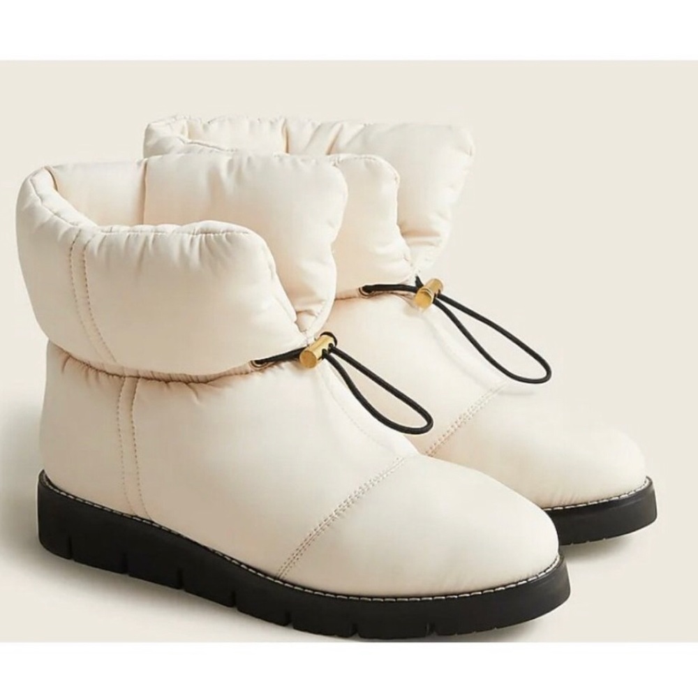 J. Crew Women's $238 Elsa Puffer Boot With Primaloft Dusty Ivory Size 8M BD325